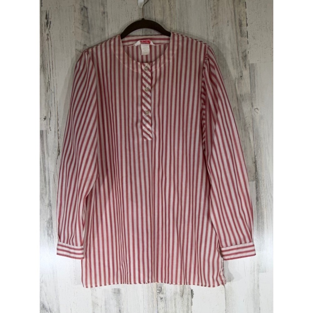 Lisa Dale Vintage Striped Popover Tunic Large 13/14 Red White 70s 80s Retro
